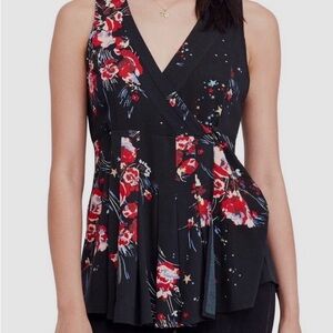 Free People - NWT - Black Floral Wrap Blouse